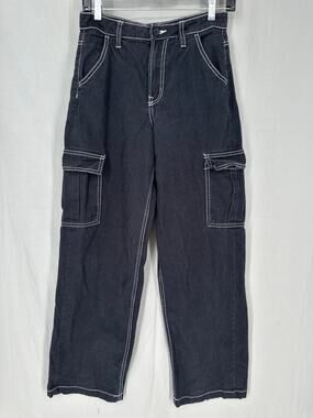 HM Cargo Pants Women 0 Black Baggy Wide Leg Whimsigoth Y2K Skater Grunge